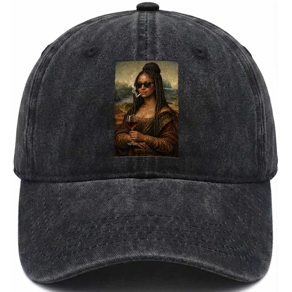 Black Mona Lisa African American Washed Cotton Baseball Cap Black History Month TS12 Print Your Wear