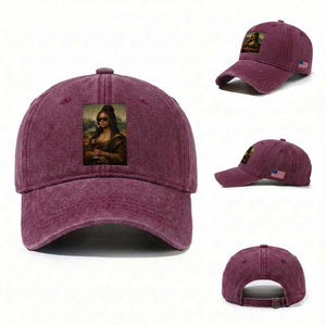 Black Mona Lisa African American Washed Cotton Baseball Cap Black History Month TS12 Washed Cap Universal Fit Burgundy Print Your Wear