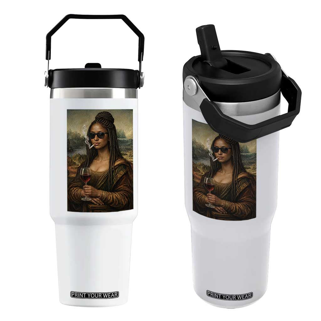 Black Mona Lisa African American Flip Straw Tumbler Black History Month TS12 One Size: 30 oz White Print Your Wear
