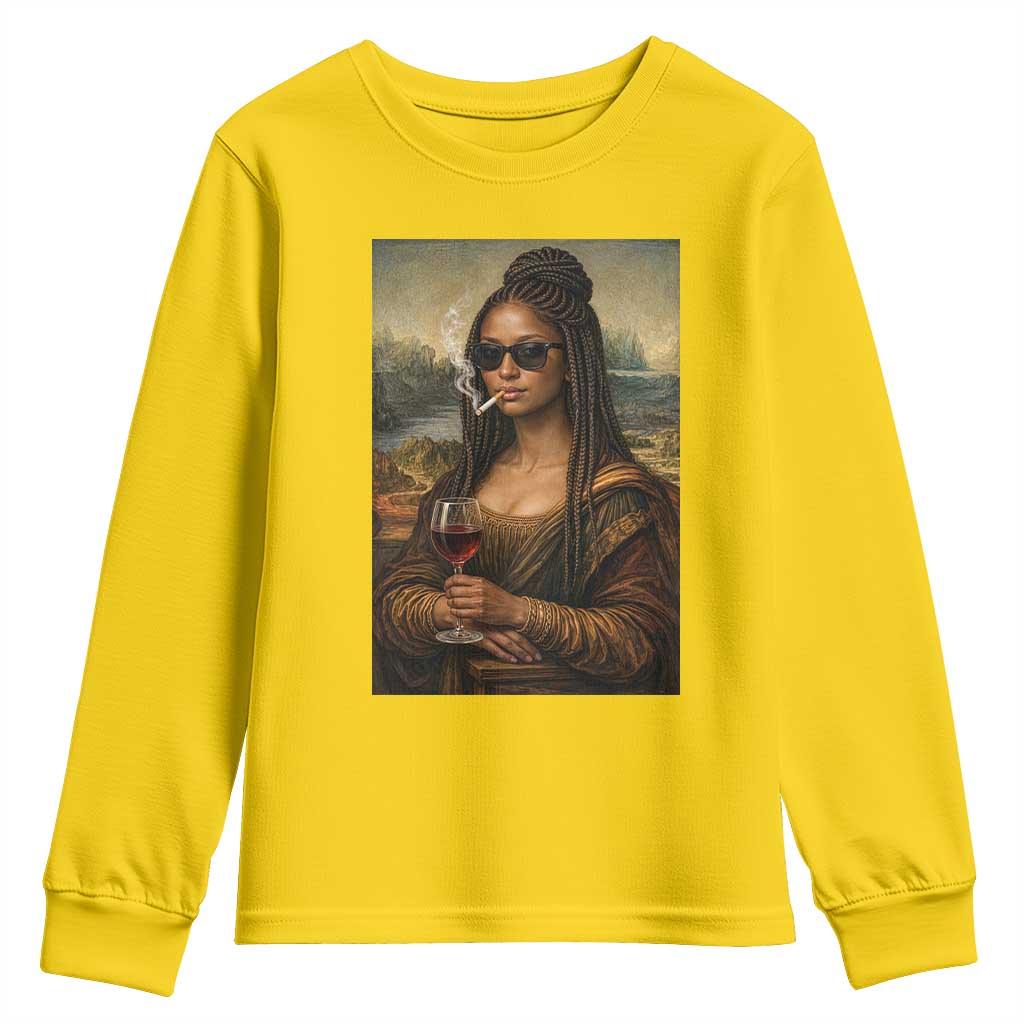 Black Mona Lisa African American Youth Sweatshirt Black History Month TS12 Daisy Print Your Wear