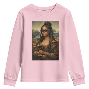 Black Mona Lisa African American Youth Sweatshirt Black History Month TS12 Light Pink Print Your Wear