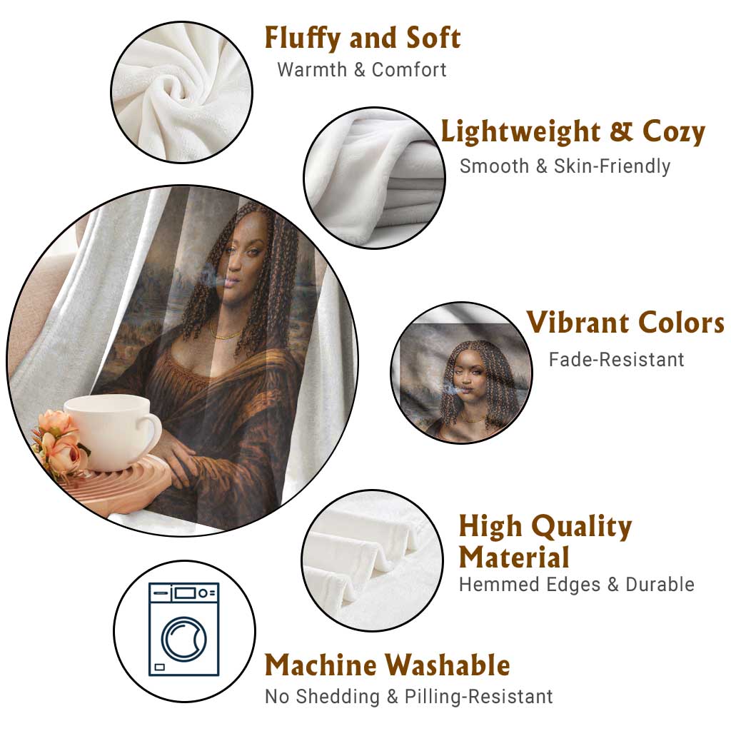 Funny Black Mona Lisa Throw Blanket African American Pride TS12 Print Your Wear