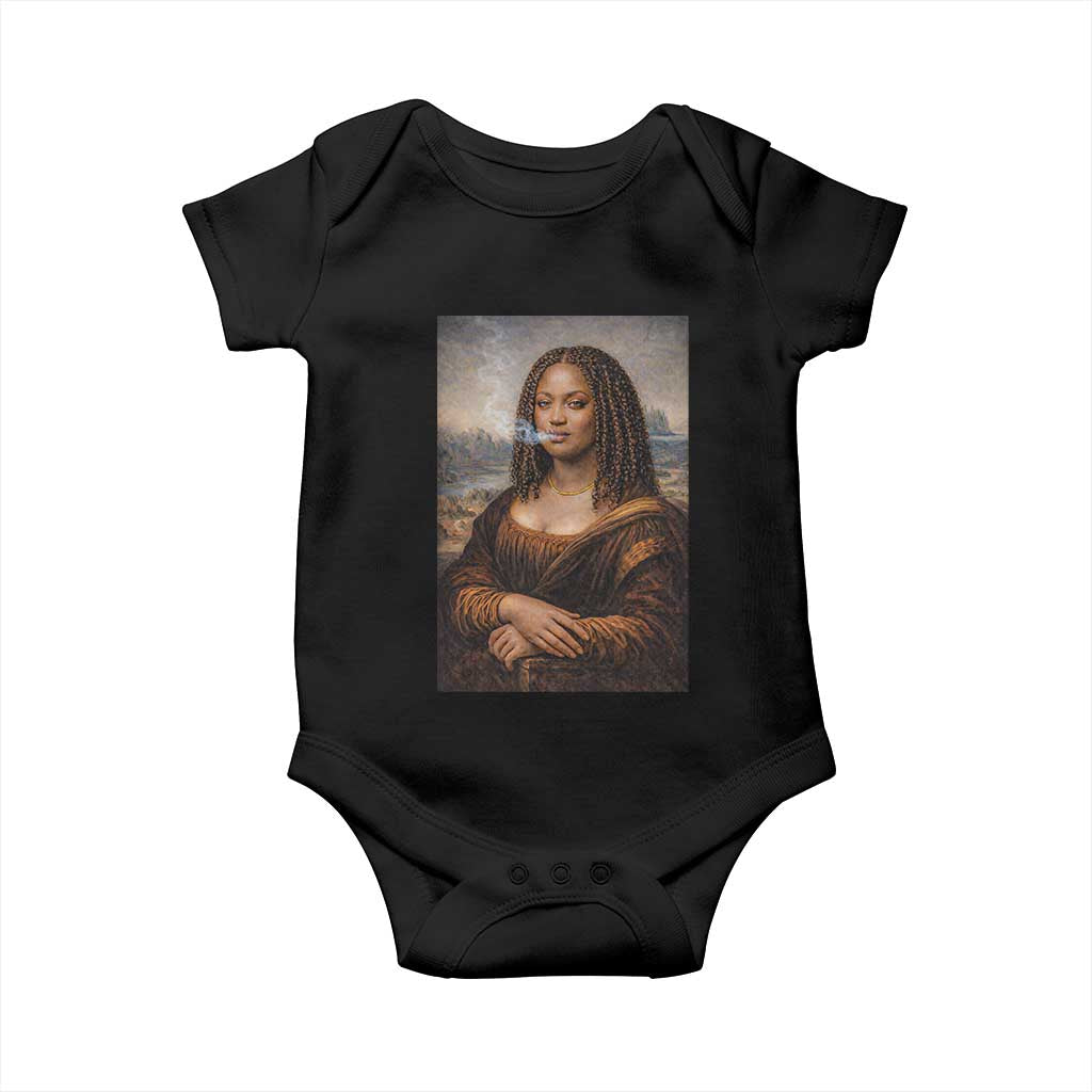 Funny Black Mona Lisa Baby Onesie African American Pride TS12 Black Print Your Wear