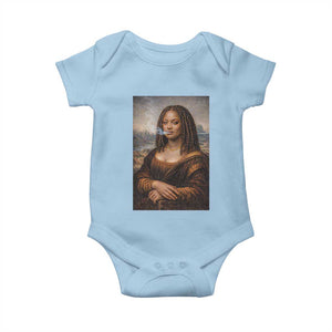 Funny Black Mona Lisa Baby Onesie African American Pride TS12 Light Blue Print Your Wear