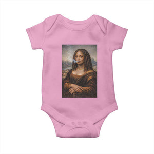 Funny Black Mona Lisa Baby Onesie African American Pride TS12 Light Pink Print Your Wear