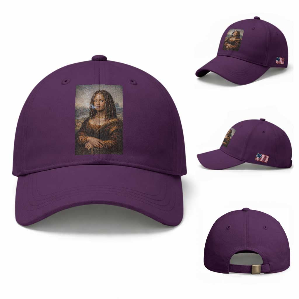 Funny Black Mona Lisa Baseball Cap African American Pride TS12 Baseball Cap Universal Fit Purple Print Your Wear