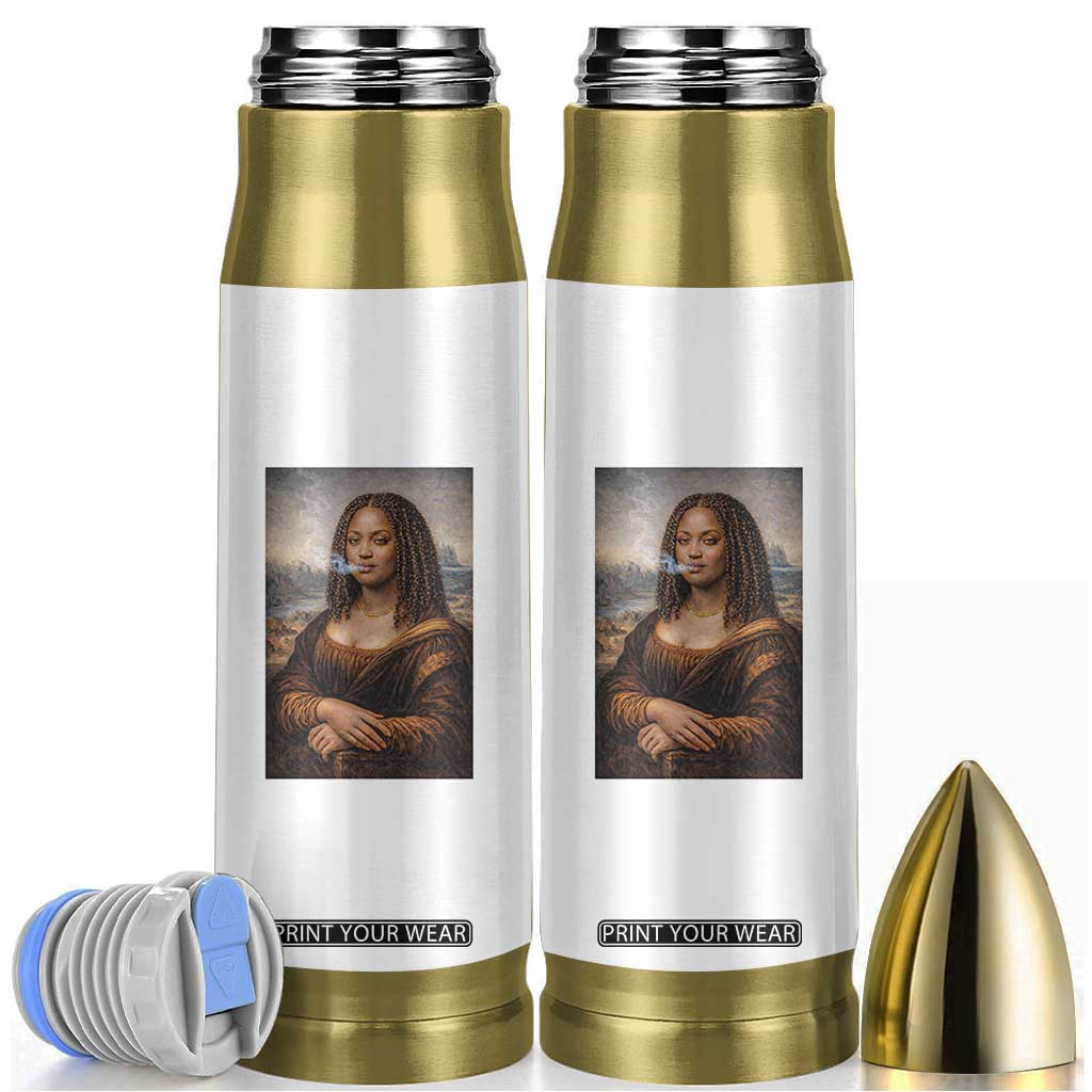 Funny Black Mona Lisa Bullet Tumbler African American Pride TS12 White Print Your Wear
