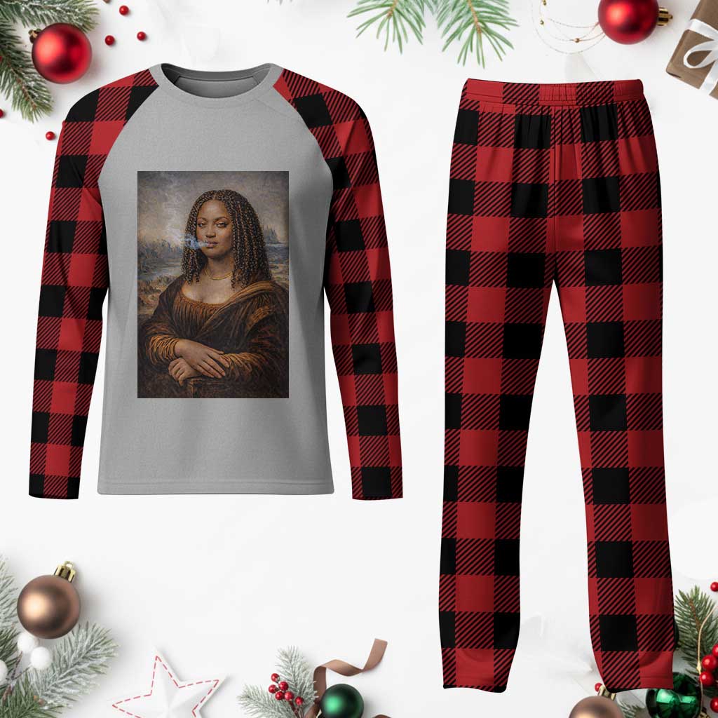 Funny Black Mona Lisa Plaid Pajama Set African American Pride TS12 Buffalo Plaid Print Your Wear