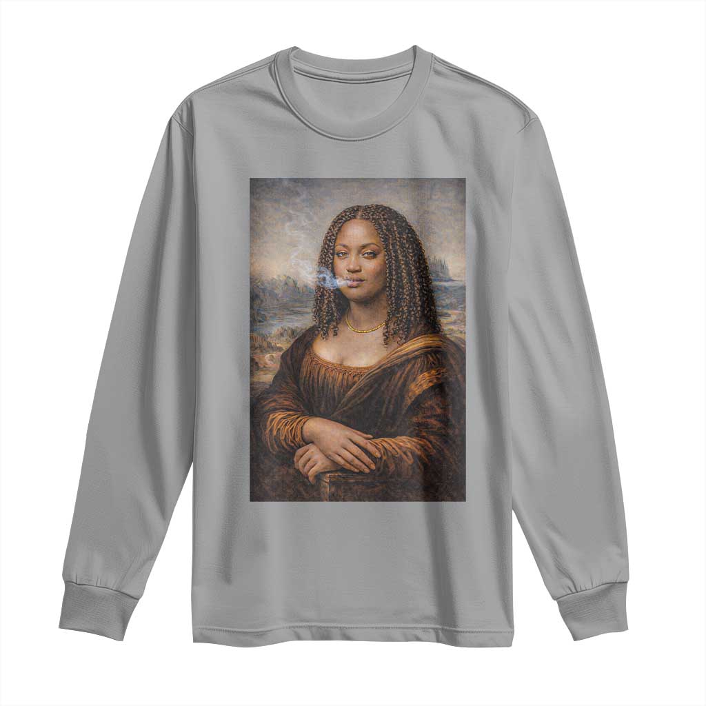 Funny Black Mona Lisa Long Sleeve Shirt African American Pride TS12 Sport Gray Print Your Wear
