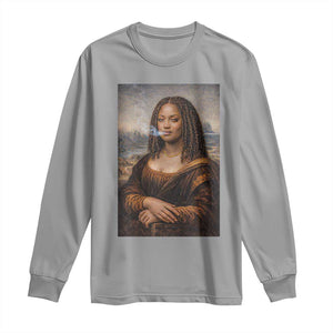 Funny Black Mona Lisa Long Sleeve Shirt African American Pride TS12 Sport Gray Print Your Wear