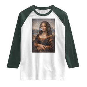Funny Black Mona Lisa Raglan Shirt African American Pride TS12 White Dark Forest Green Print Your Wear