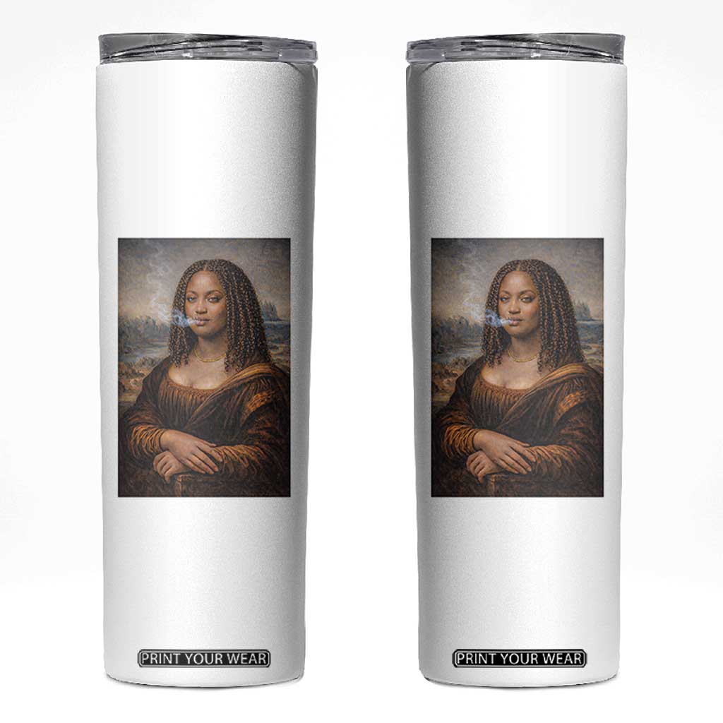 Funny Black Mona Lisa Skinny Tumbler African American Pride TS12 White Print Your Wear