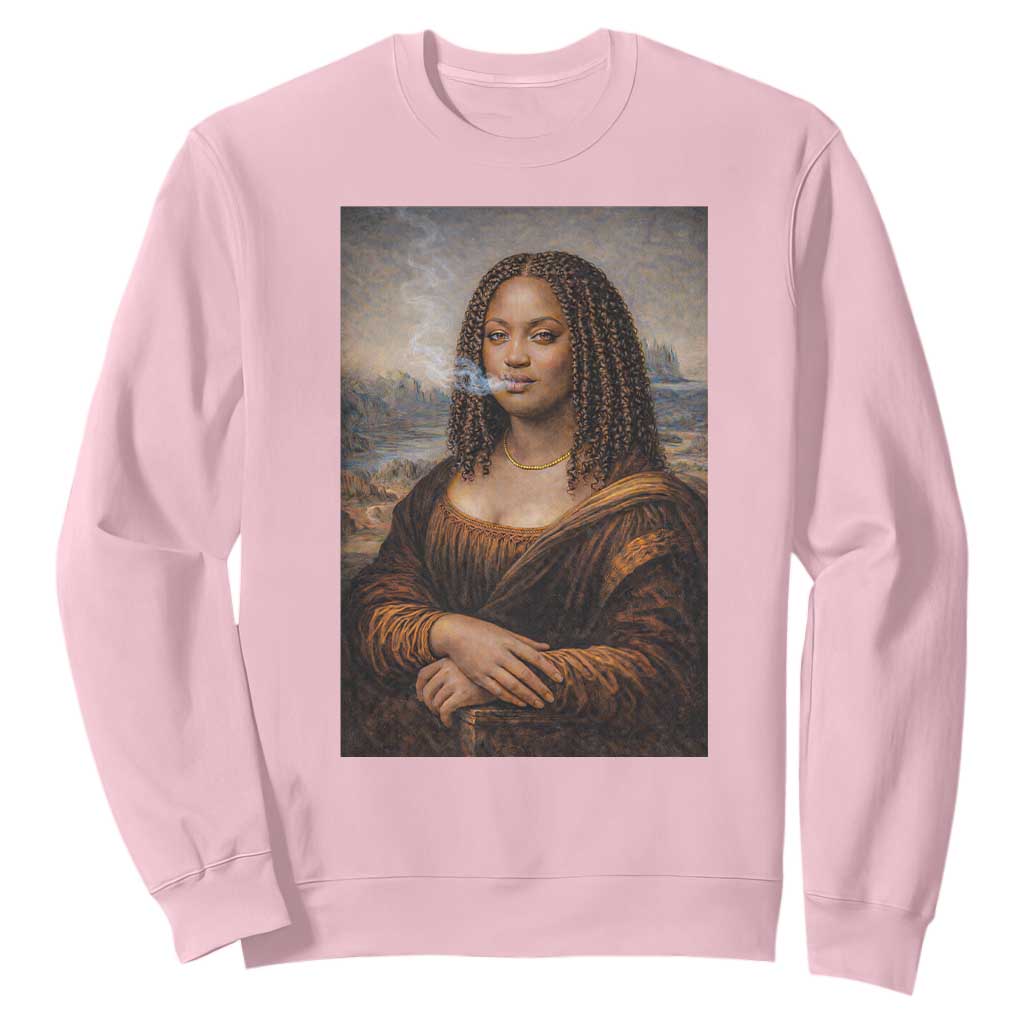 Funny Black Mona Lisa Sweatshirt African American Pride TS12 Light Pink Print Your Wear