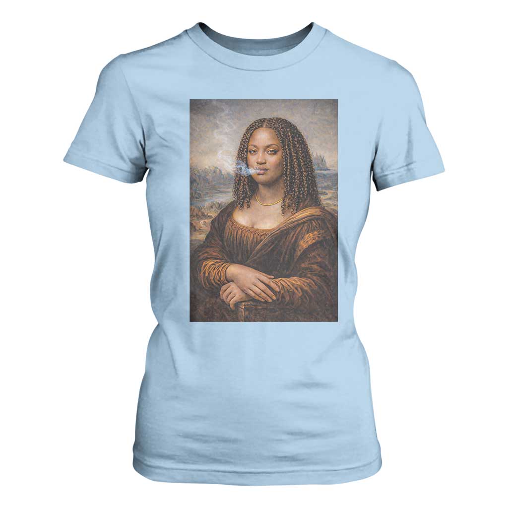 Funny Black Mona Lisa T Shirt For Women African American Pride TS12 Light Blue Print Your Wear