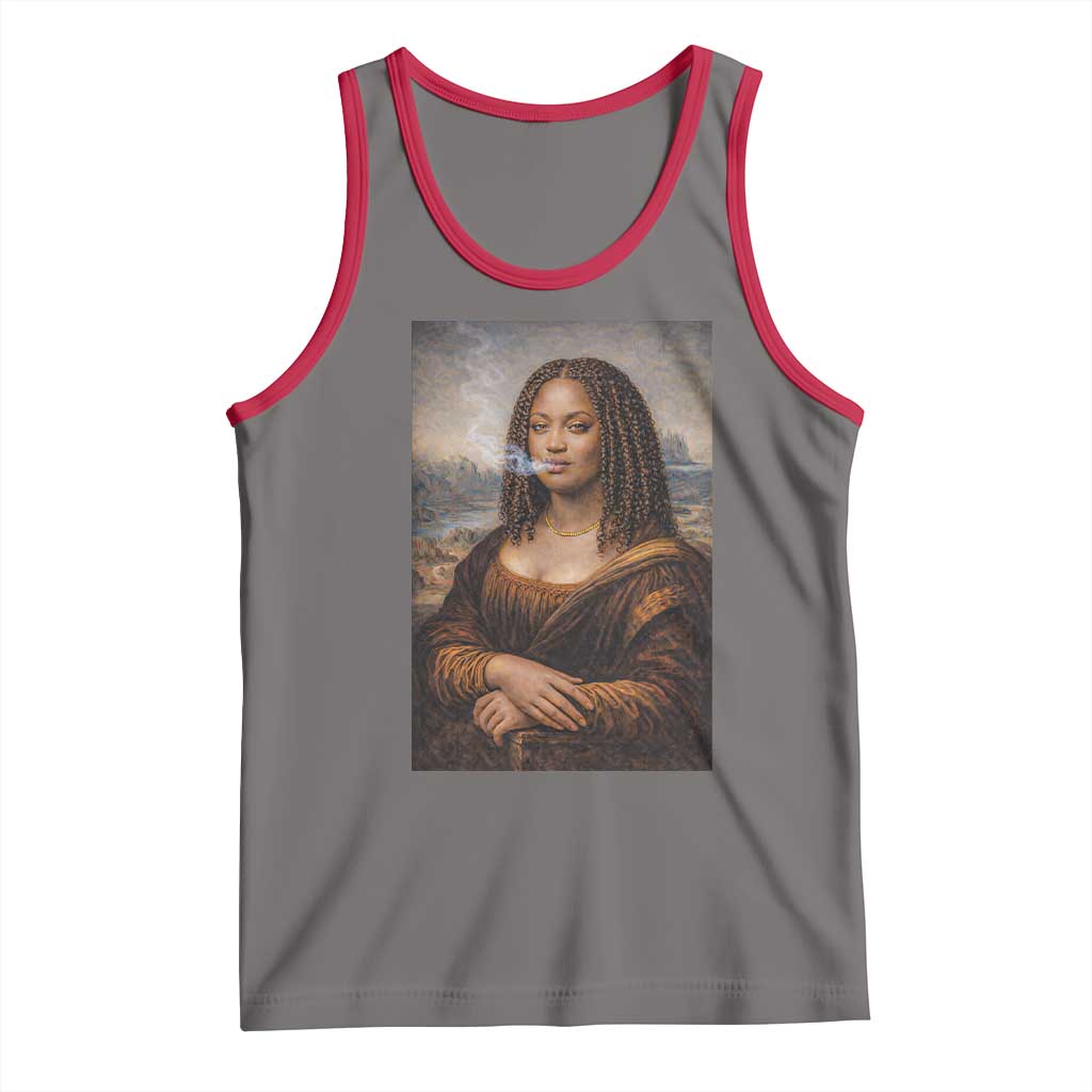 Funny Black Mona Lisa Tank Top African American Pride TS12 Deep Heather Red Print Your Wear