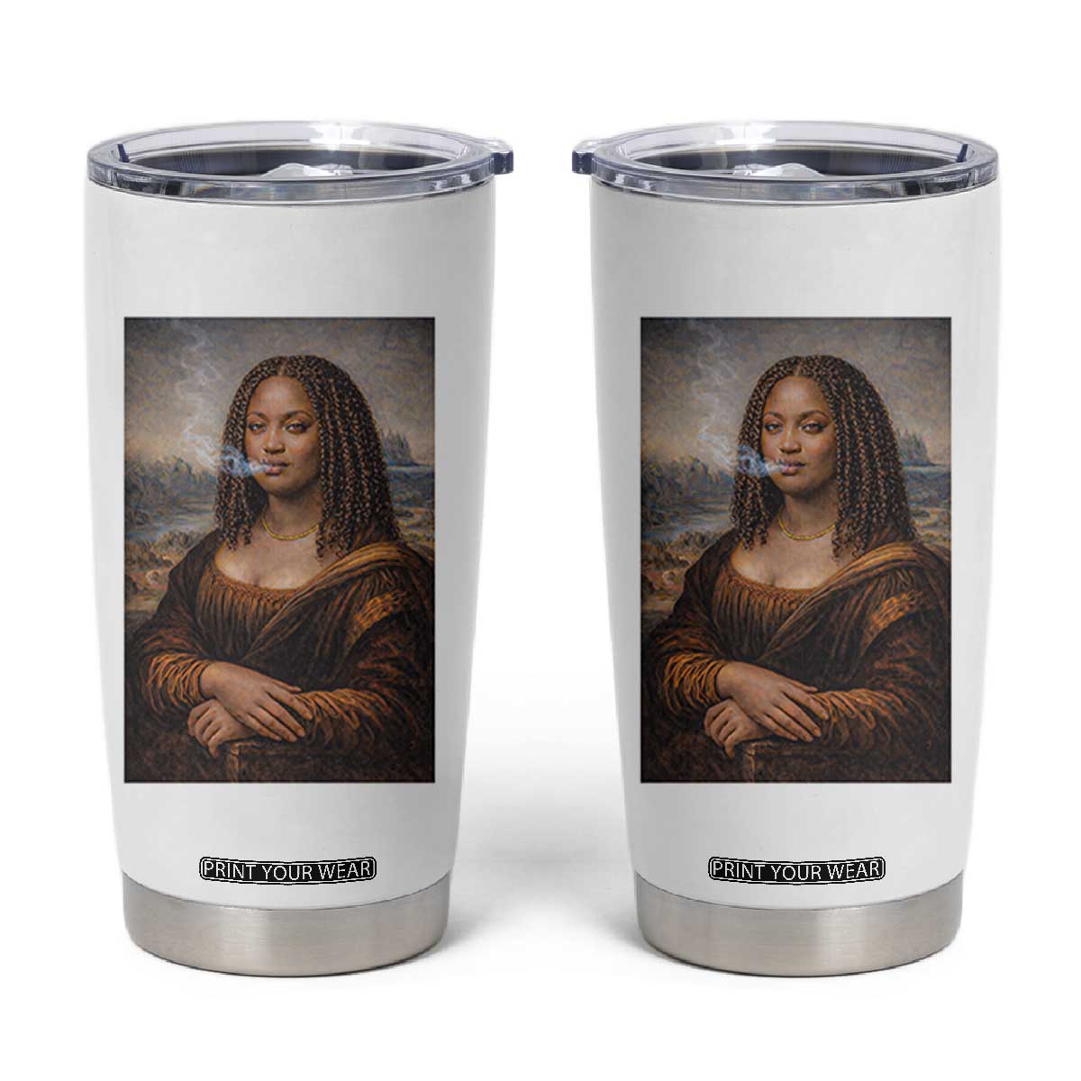 Funny Black Mona Lisa Tumbler Cup African American Pride TS12 White Print Your Wear