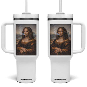 Funny Black Mona Lisa Tumbler With Handle African American Pride TS12 One Size: 40 oz White Print Your Wear