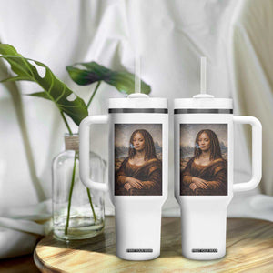 Funny Black Mona Lisa Tumbler With Handle African American Pride TS12 Print Your Wear