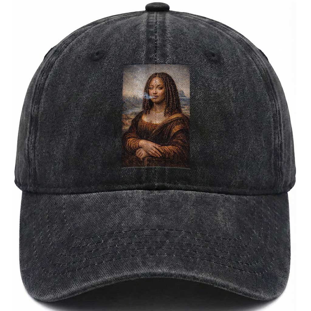 Funny Black Mona Lisa Washed Cotton Baseball Cap African American Pride TS12 Print Your Wear