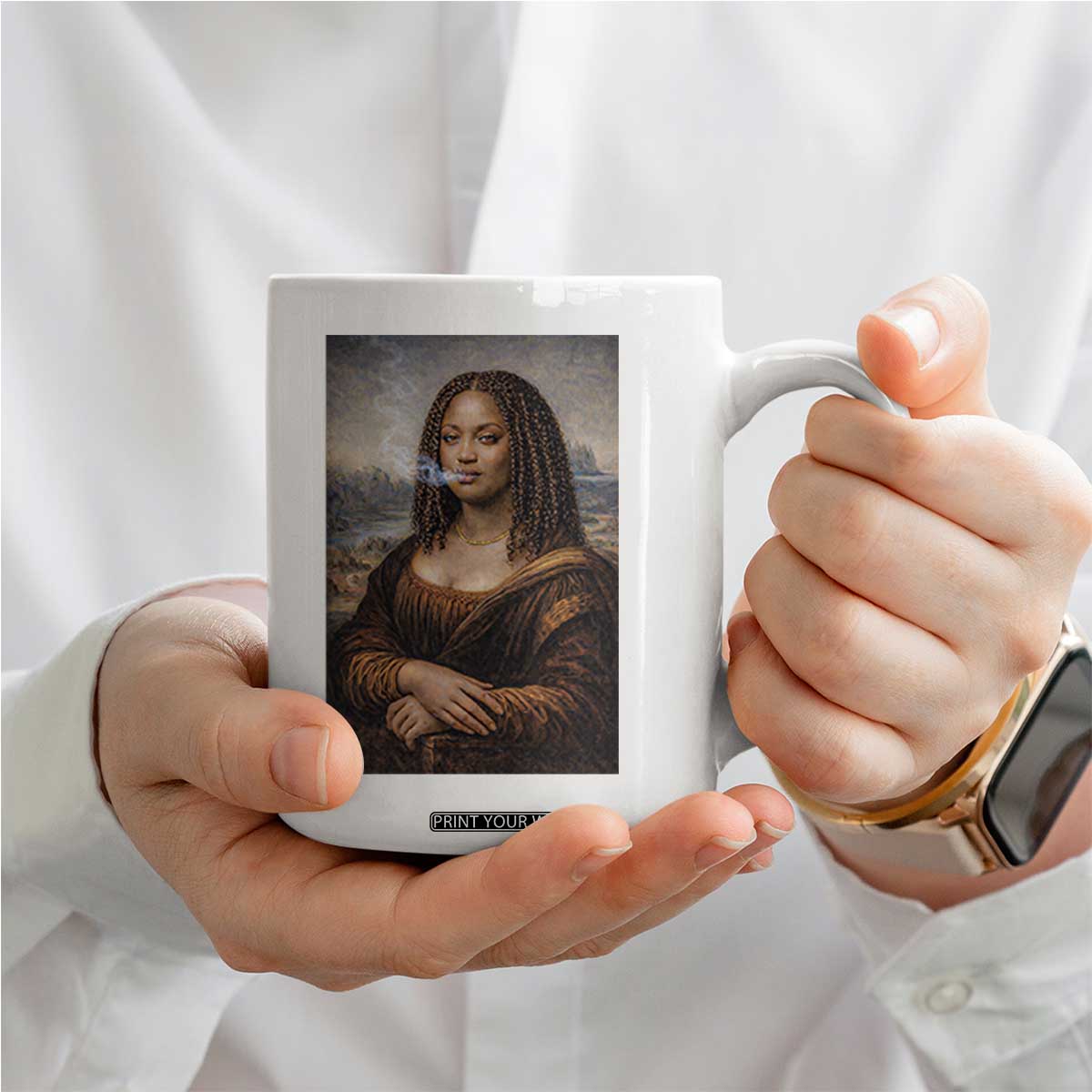 Funny Black Mona Lisa Coffee Mug African American Pride TS12 Print Your Wear