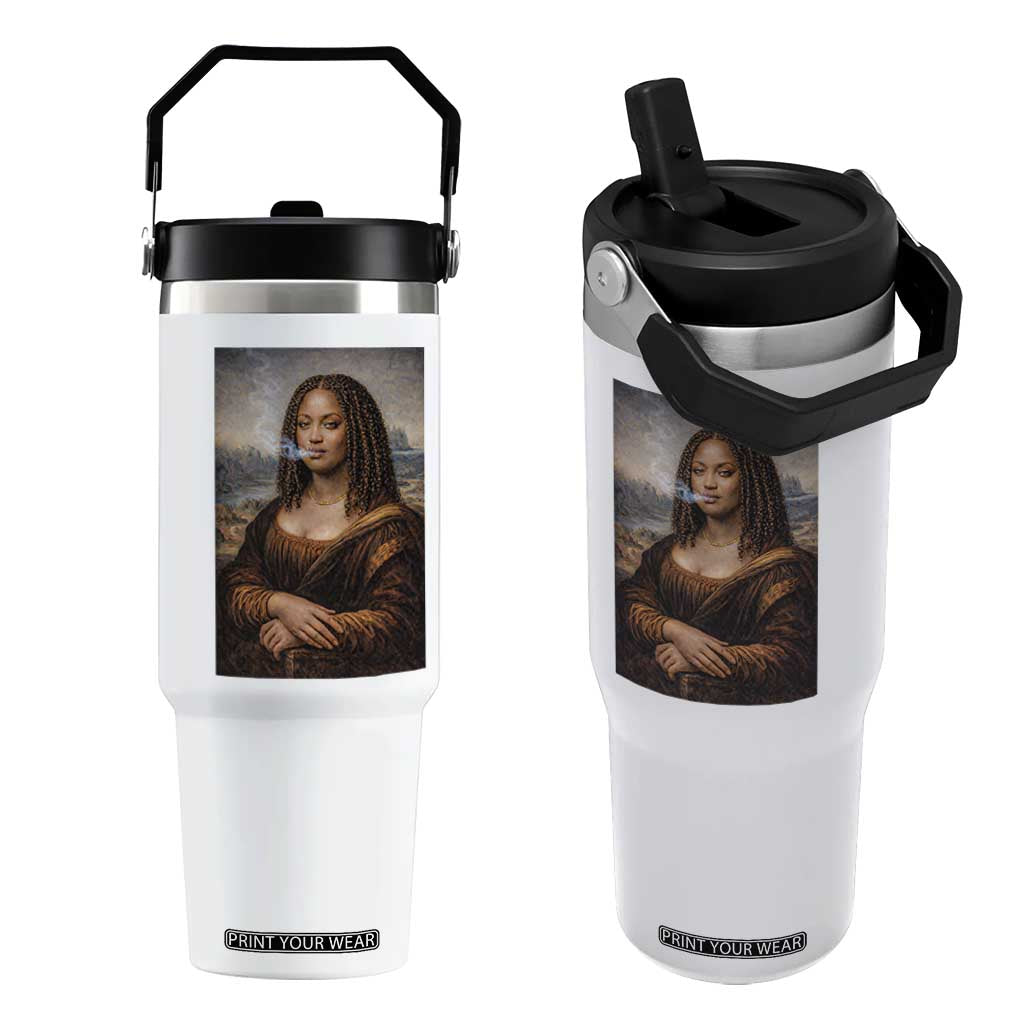 Funny Black Mona Lisa Flip Straw Tumbler African American Pride TS12 One Size: 30 oz White Print Your Wear