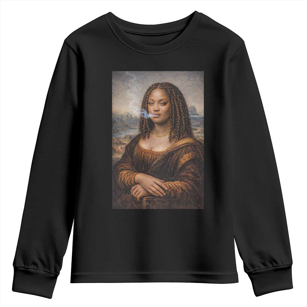 Funny Black Mona Lisa Youth Sweatshirt African American Pride TS12 Black Print Your Wear