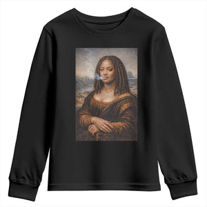 Funny Black Mona Lisa Youth Sweatshirt African American Pride TS12 Black Print Your Wear