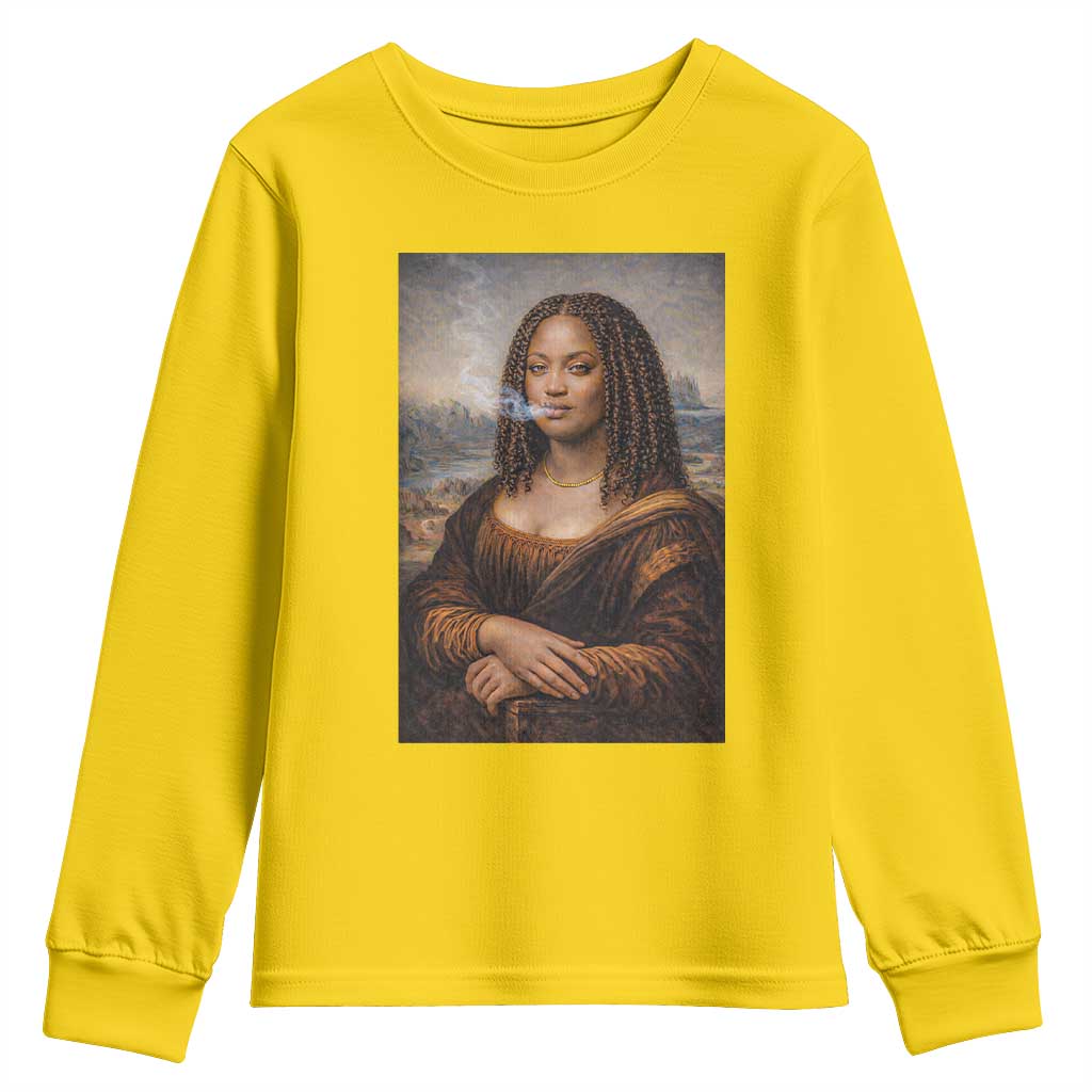 Funny Black Mona Lisa Youth Sweatshirt African American Pride TS12 Daisy Print Your Wear