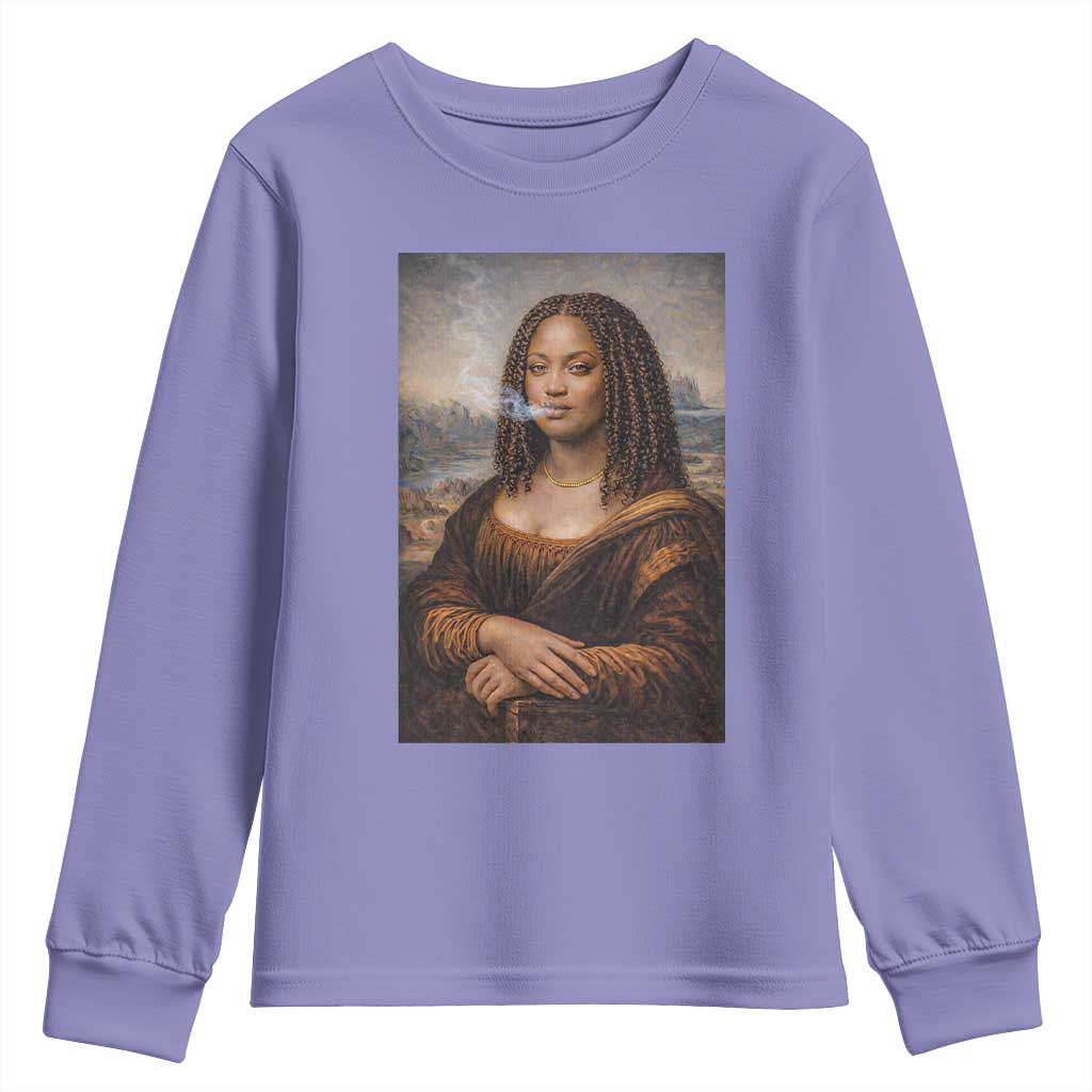 Funny Black Mona Lisa Youth Sweatshirt African American Pride TS12 Violet Print Your Wear
