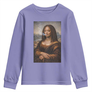 Funny Black Mona Lisa Youth Sweatshirt African American Pride TS12 Violet Print Your Wear