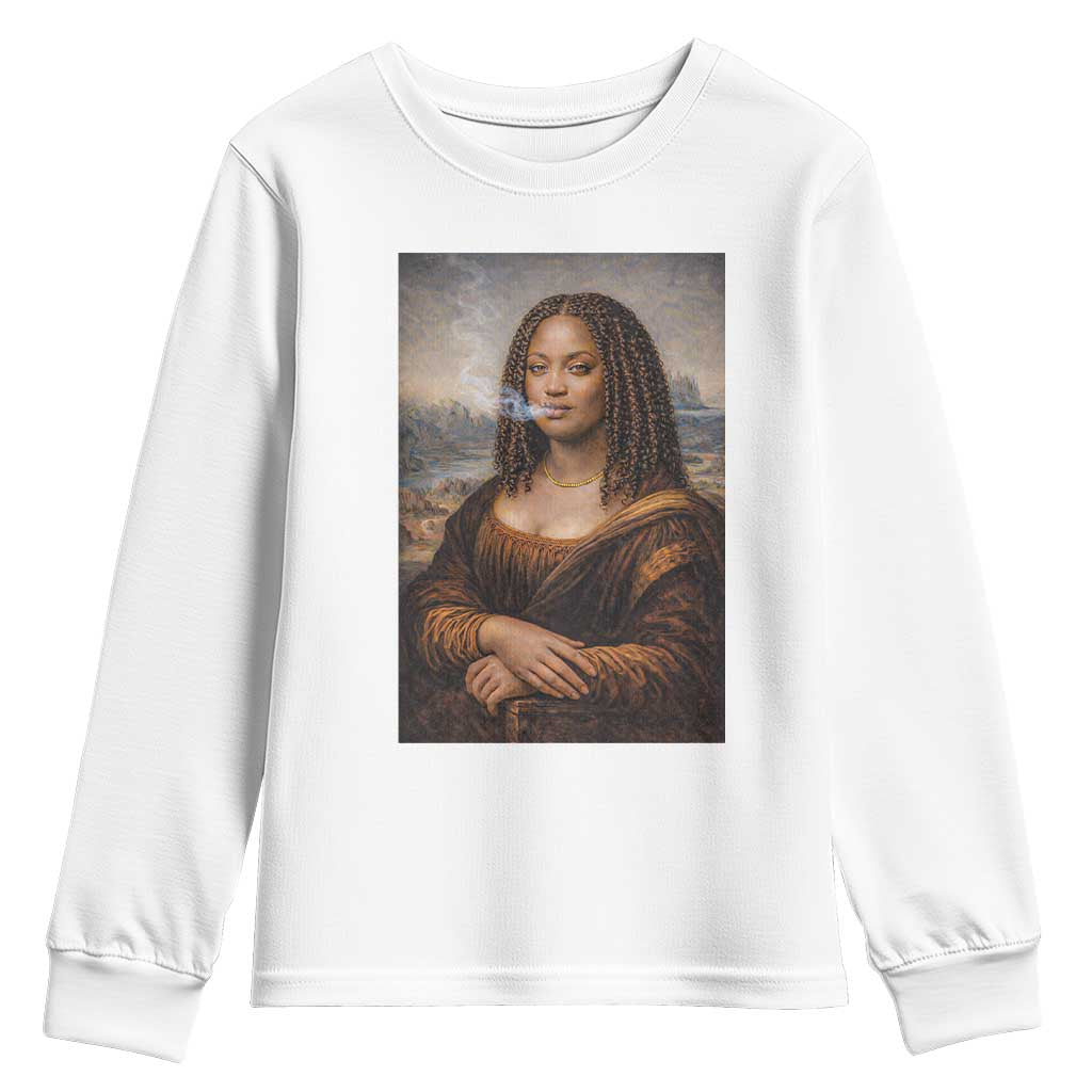 Funny Black Mona Lisa Youth Sweatshirt African American Pride TS12 White Print Your Wear