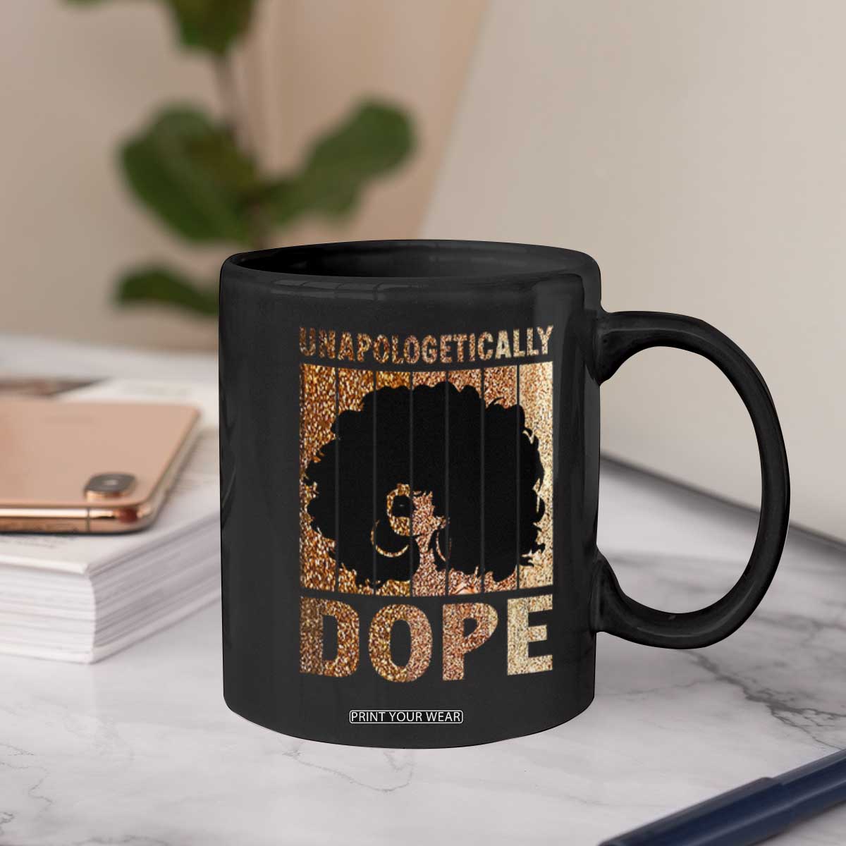 Melanin Queen Glitter Print Coffee Mug Unapologetically Dope TS12 Print Your Wear