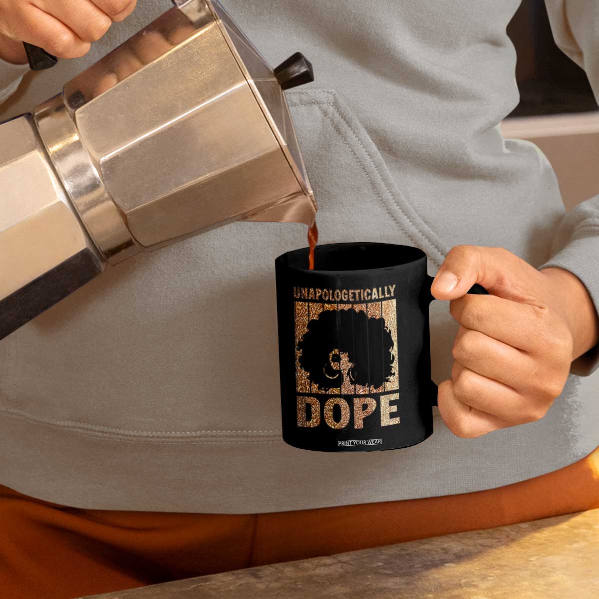 Melanin Queen Glitter Print Coffee Mug Unapologetically Dope TS12 Print Your Wear