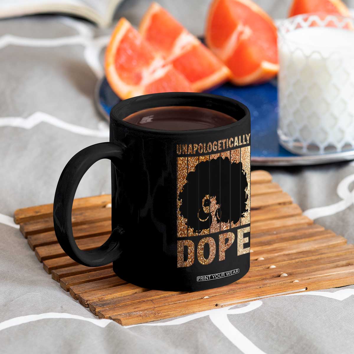 Melanin Queen Glitter Print Coffee Mug Unapologetically Dope TS12 Print Your Wear