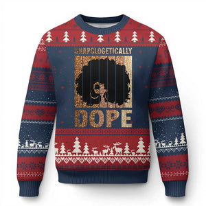 Melanin Queen Glitter Print Ugly Christmas Sweater Unapologetically Dope TS12 Navy Red Print Your Wear