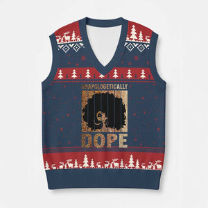 Melanin Queen Glitter Print V-Neck Knit Sweater Vest Unapologetically Dope TS12 Navy Red Print Your Wear