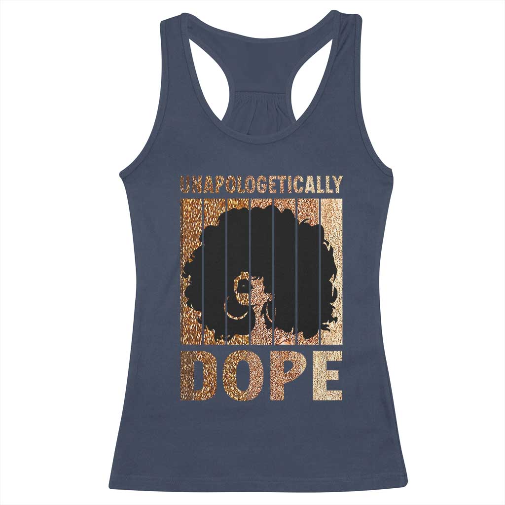 Melanin Queen Glitter Print Racerback Tank Top Unapologetically Dope TS12 Navy Print Your Wear