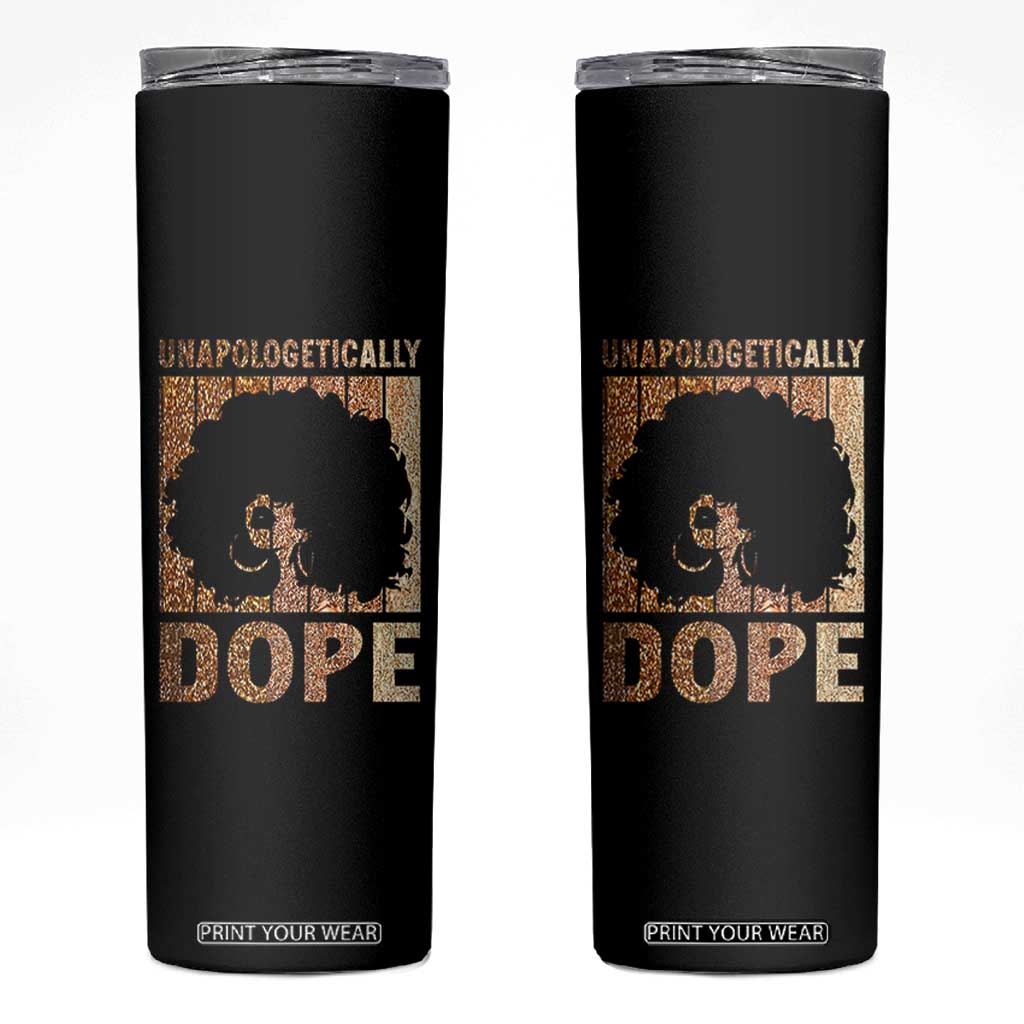 Melanin Queen Glitter Print Skinny Tumbler Unapologetically Dope TS12 Black Print Your Wear