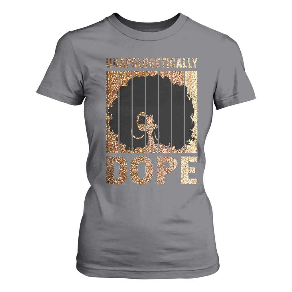 Melanin Queen Glitter Print T Shirt For Women Unapologetically Dope TS12 Charcoal Print Your Wear