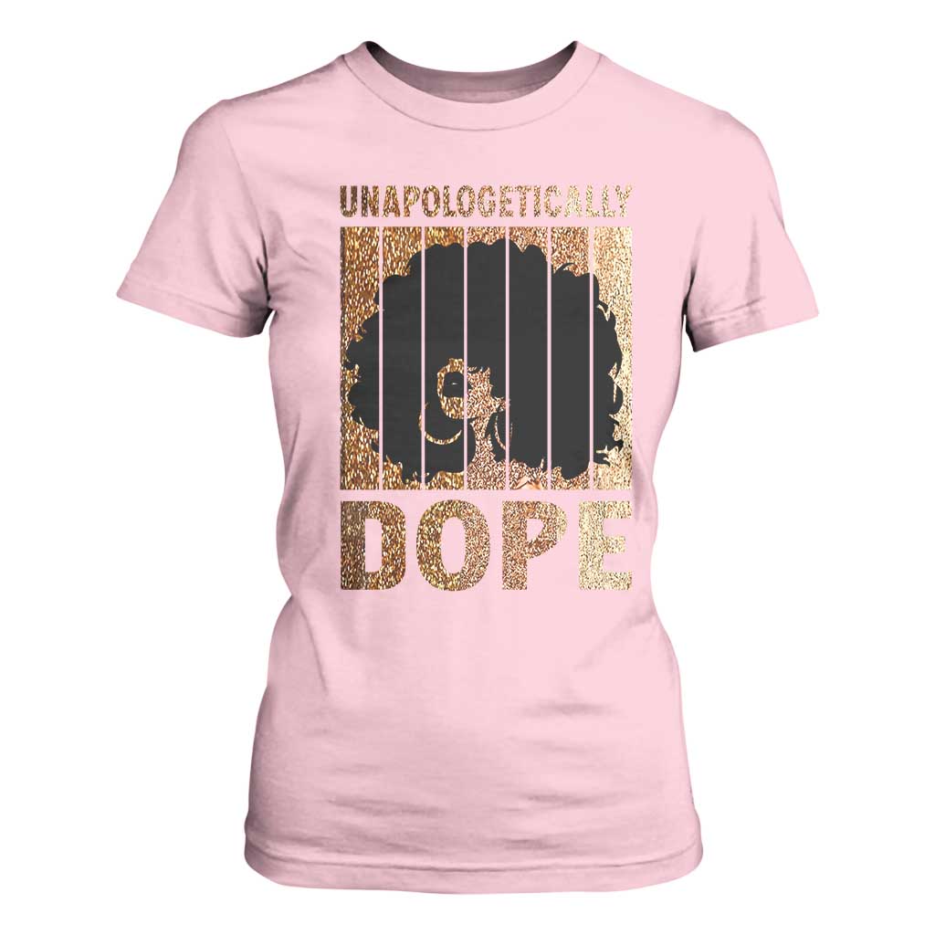 Melanin Queen Glitter Print T Shirt For Women Unapologetically Dope TS12 Light Pink Print Your Wear