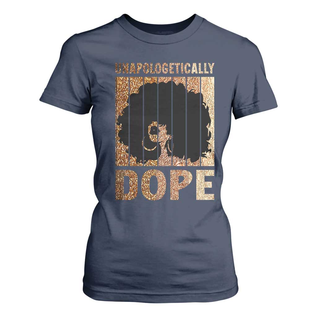Melanin Queen Glitter Print T Shirt For Women Unapologetically Dope TS12 Navy Print Your Wear
