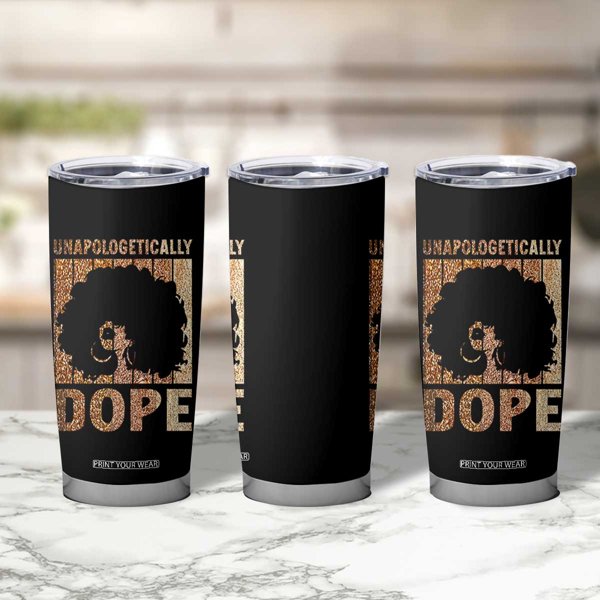 Melanin Queen Glitter Print Tumbler Cup Unapologetically Dope TS12 Print Your Wear