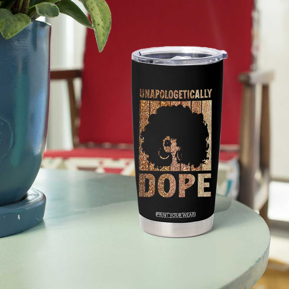 Melanin Queen Glitter Print Tumbler Cup Unapologetically Dope TS12 Print Your Wear