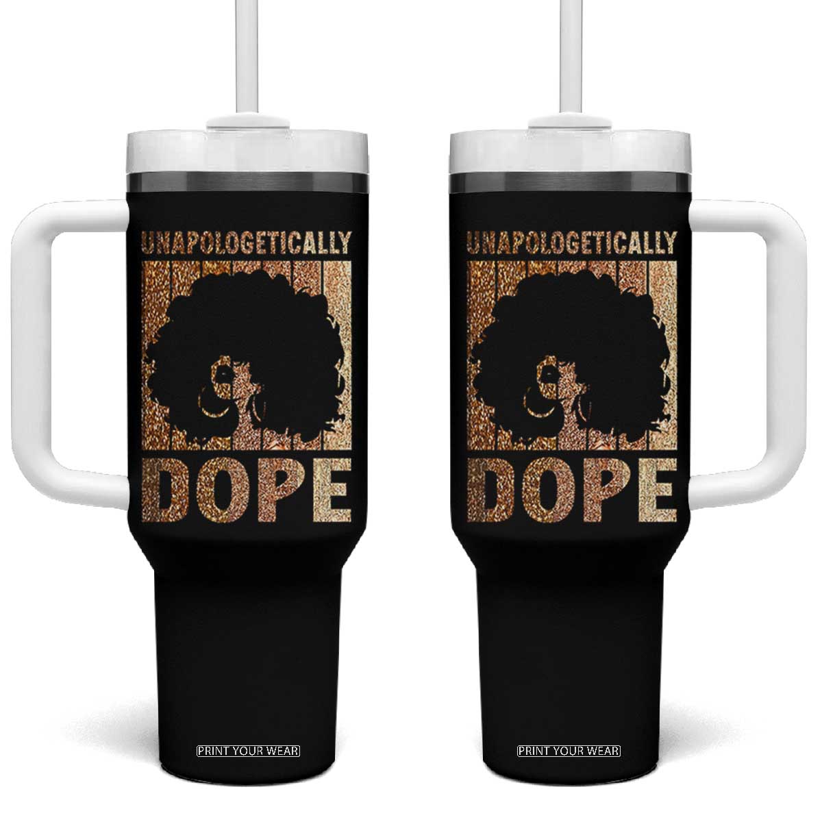 Melanin Queen Glitter Print Tumbler With Handle Unapologetically Dope TS12 One Size: 40 oz Black Print Your Wear