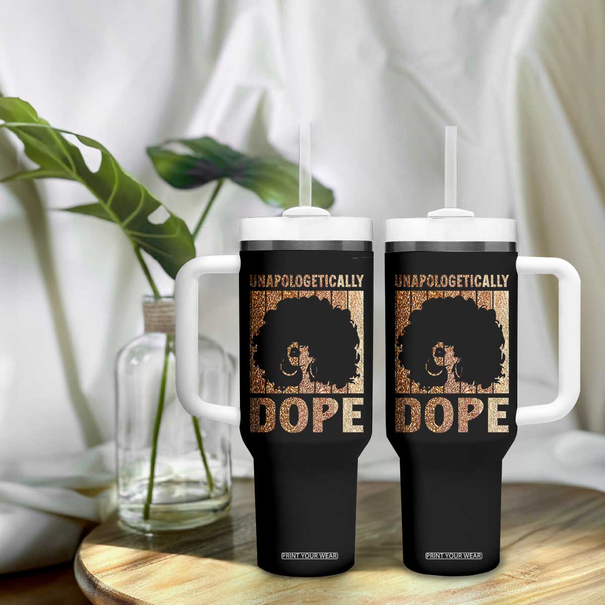 Melanin Queen Glitter Print Tumbler With Handle Unapologetically Dope TS12 Print Your Wear