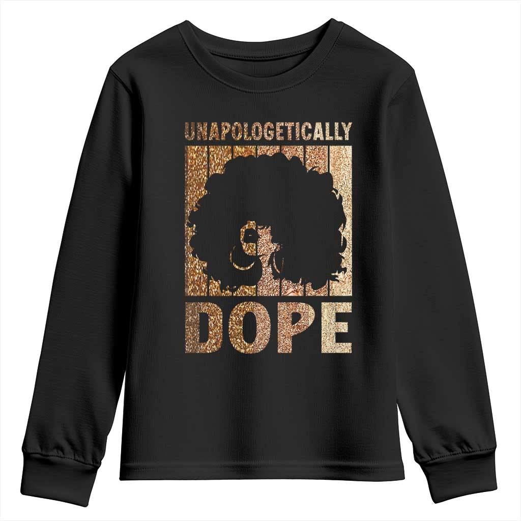Melanin Queen Glitter Print Youth Sweatshirt Unapologetically Dope TS12 Black Print Your Wear