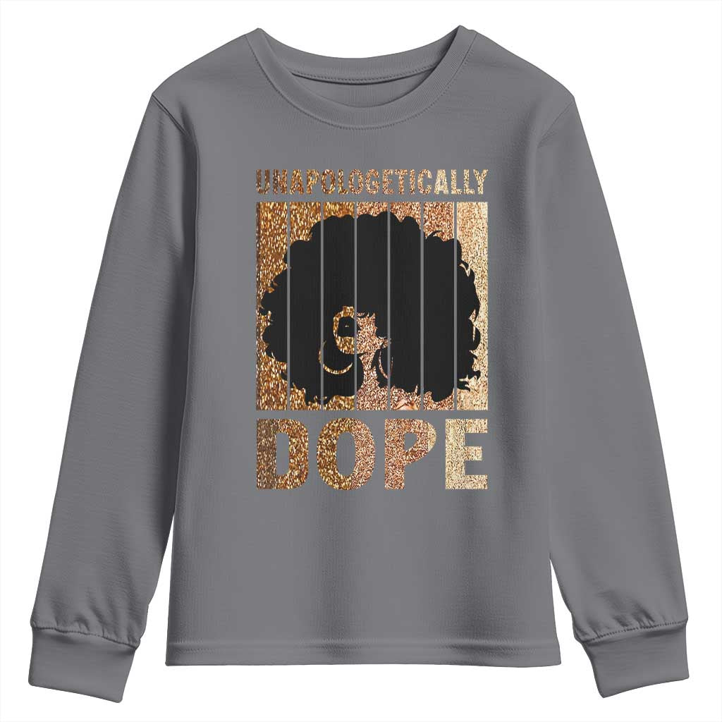 Melanin Queen Glitter Print Youth Sweatshirt Unapologetically Dope TS12 Charcoal Print Your Wear