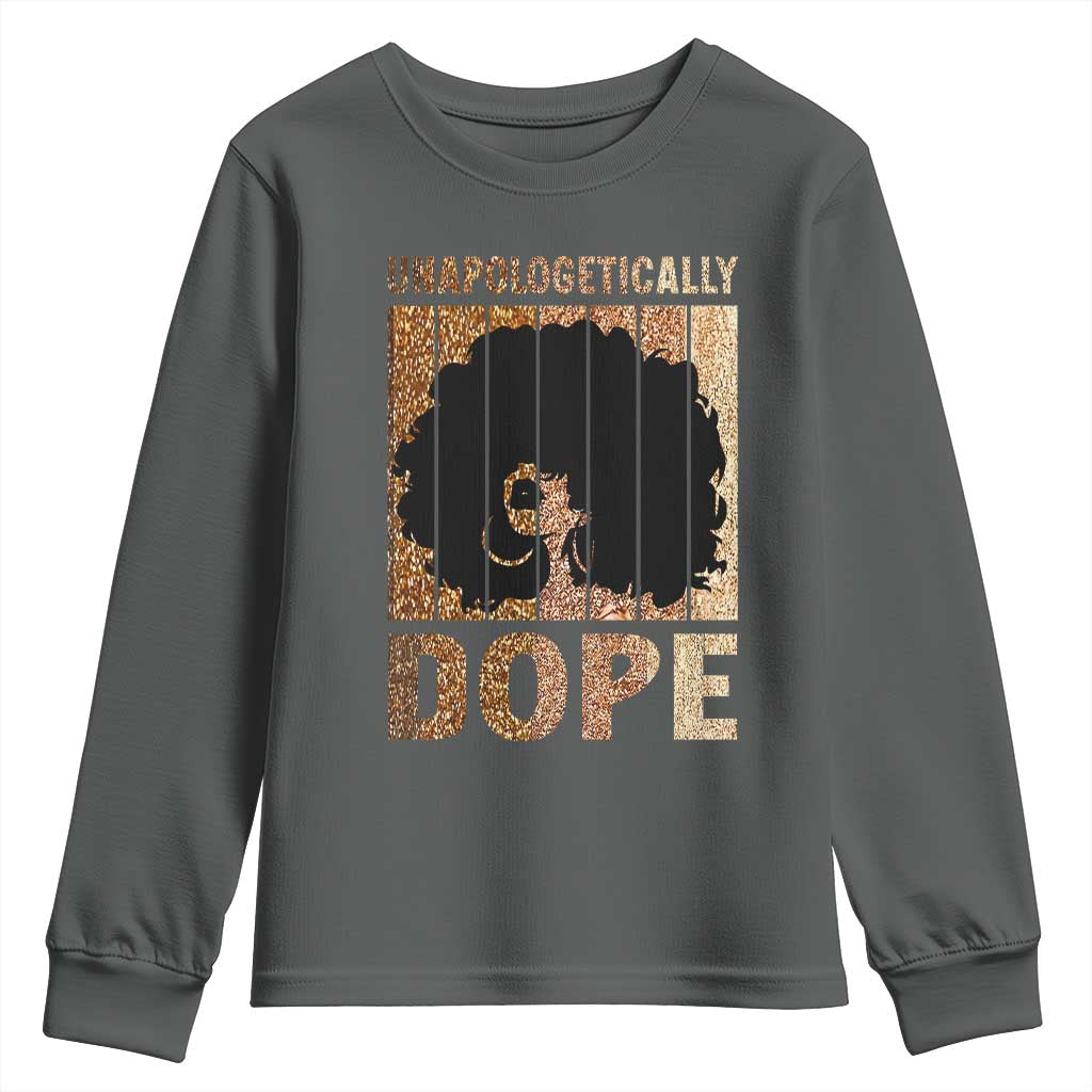 Melanin Queen Glitter Print Youth Sweatshirt Unapologetically Dope TS12 Dark Heather Print Your Wear