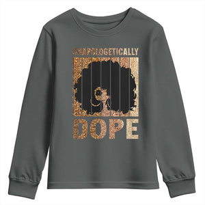 Melanin Queen Glitter Print Youth Sweatshirt Unapologetically Dope TS12 Dark Heather Print Your Wear