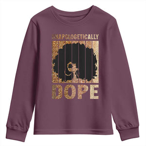 Melanin Queen Glitter Print Youth Sweatshirt Unapologetically Dope TS12 Maroon Print Your Wear